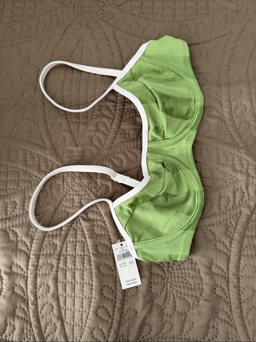 aerie Lime Green Underwire Bra with White Trim